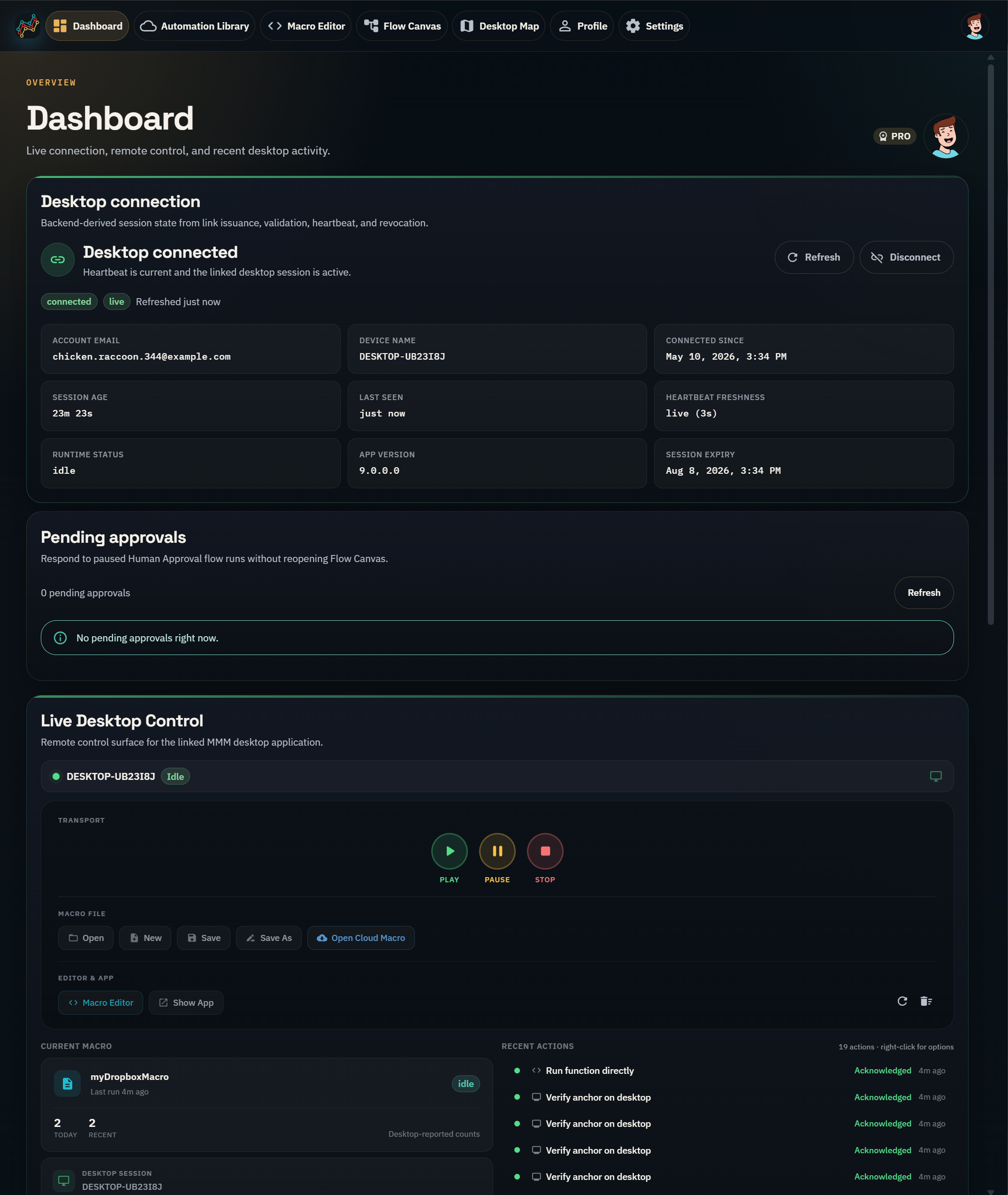 MiniMouseMacro dashboard screenshot
